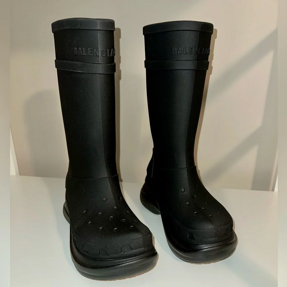 Balenciaga Women's Croc Boot in Black EU Size 40 US size 10 Authentic